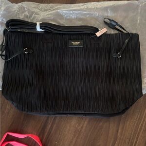 Victoria's Secret Black Textured Tote Bag